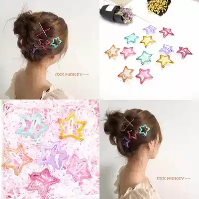 Soft sister epoxy glitter five-pointed star cute BB clip ins girl net red disk hairpin broken hairpin children