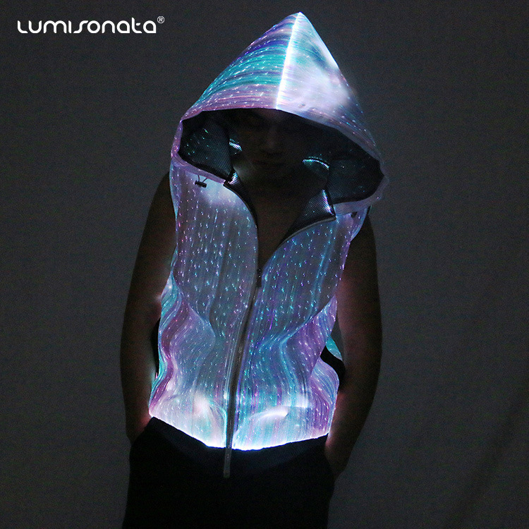 Glowing Clothes Amazon Foreign Trade Luminous Jacket Fiber Optic Performance Clothing Nightclub Disco Sweatshirt Led Jacket