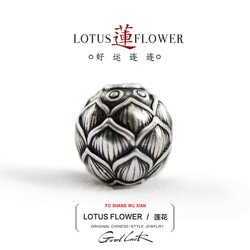 ສາຍແຂນເງິນ Sterling lotus accessories cultural toys Monkey Head King Kong diy accessories hand rope transfer beads star moon top partition bead pendant