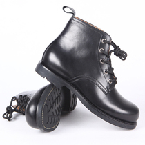 3516 Factory vintage high-waisted leather shoes leather round head casual high-top leather shoes Spring and Autumn single leather boots Lace-up Martin boots
