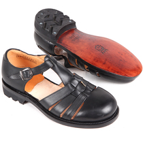 3516 factory leather bottom round head 65 style Old three Cowhide sandals plus fat hand woven casual retro cool shoes