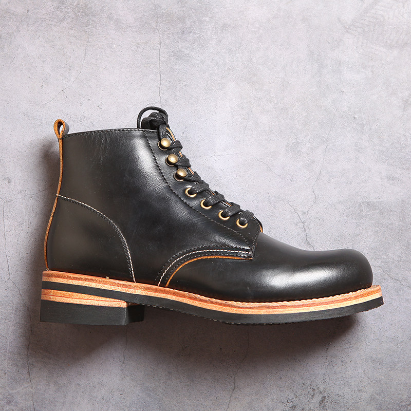 3516 Goodyear Craft Martin Boots Spring and Autumn Tall Outdoor Casual Leather Shoes Men's Short Boots Black Motorcycle Boots Tide