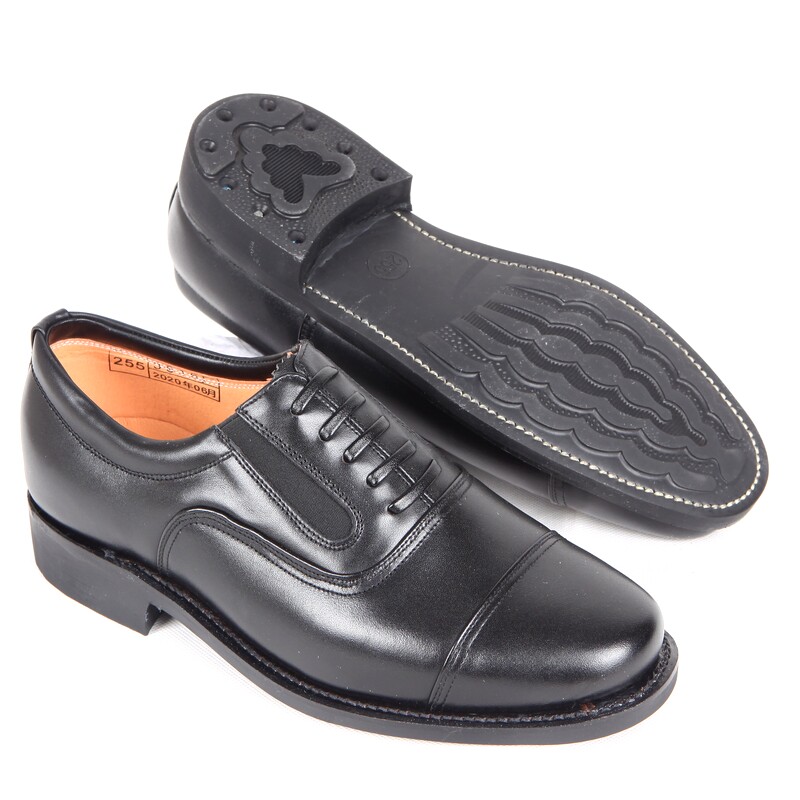 3516 factory 78 type low-waist leather three-joint elastic slip-on leather shoes Goodyear on-line black business casual shoes