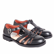 3516 factory retro round head 65 style old three leather sandals for the elderly fat leather handmade casual cool leather shoes