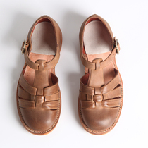 Summer hand-made vintage Roman sandals mens breathable leather buns woven cowhide sandals tide three-band cool leather shoes