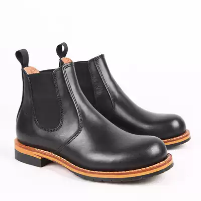 Retro round head Chelsea boots leather high tube submarine leather shoes Goodyear work boots Martin boots casual men's shoes