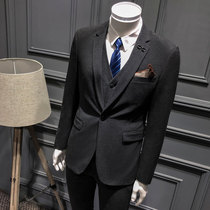 New handsome suit mens suit youth Korean trend students slim a set of casual wedding suits three sets
