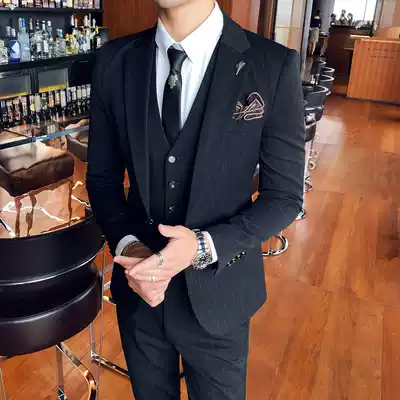 New suit men's suit casual business professional formal dress handsome Korean version of the tide student youth suit three-piece suit