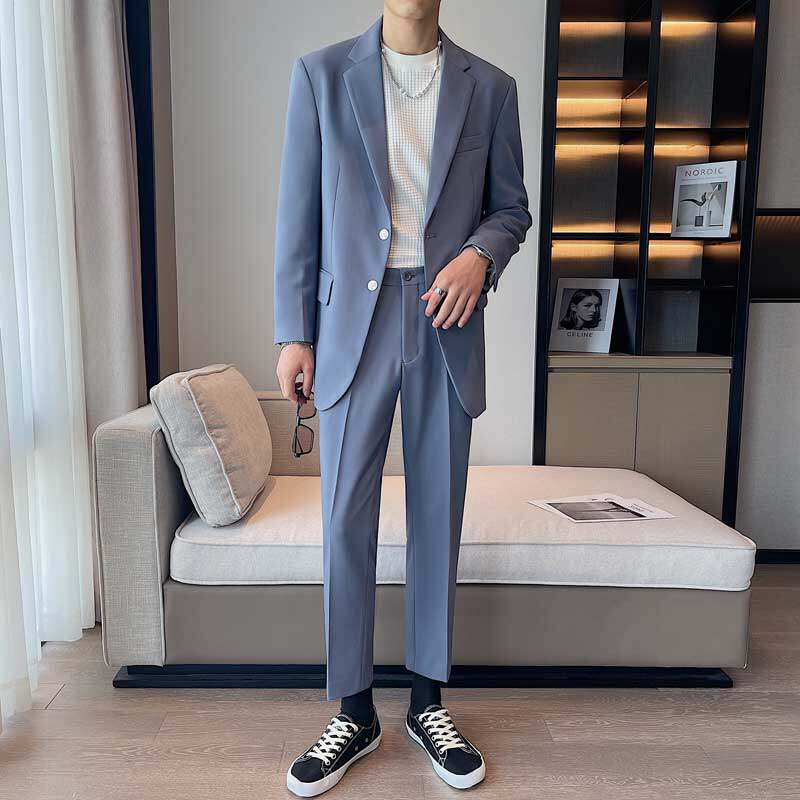 Advanced Sense Fashion Trends Handsome Casual Loose Suit Men's Jacket Youth Korean Version Light Cooked Wind West Suit 2 Buttons