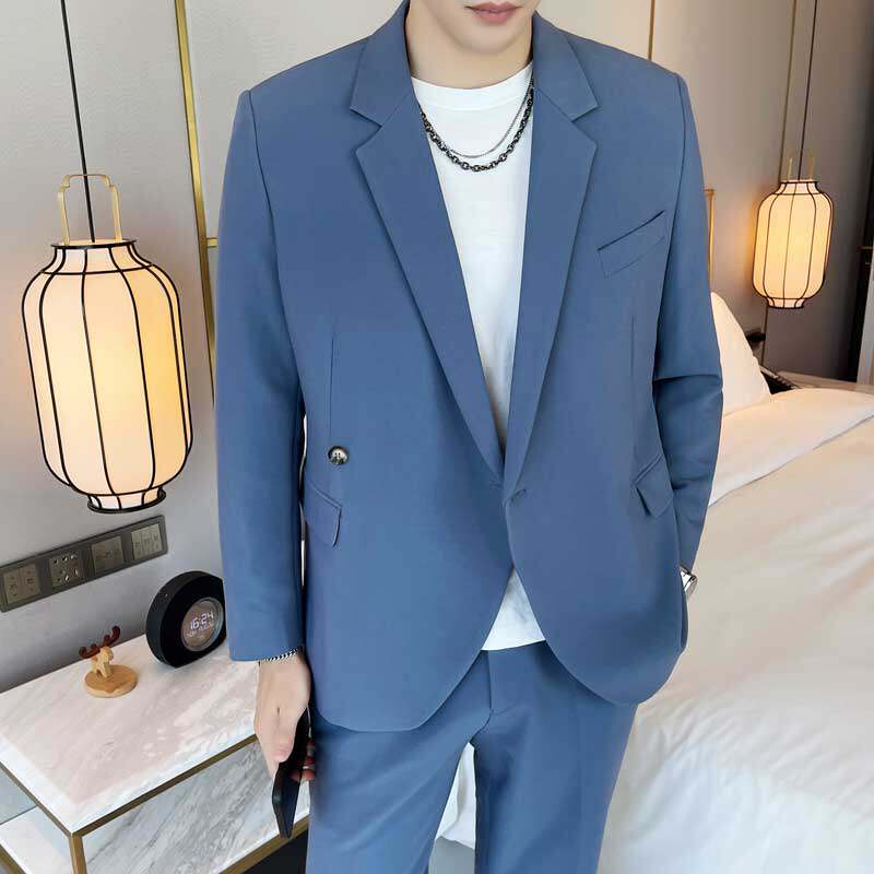 Advanced Sense Fashion Diagonal Button Easy New Suit Men Suit Men Suit Youth Korean Version Trend Handsome and casual Western suit jacket