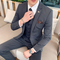 Spring new suit mens suit youth Korean version of the tide students handsome slim a set of casual business suit jacket