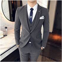 Spring new suit suit suit mens youth Korean version of Slim a handsome suit three-piece Student leisure business