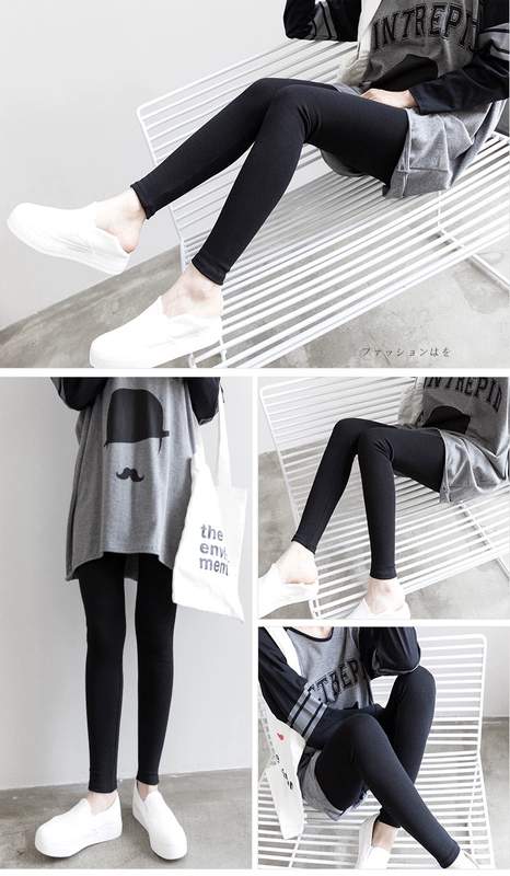 Quần legging modal nữ mặc mùa thu và mùa đông mỏng phần chín điểm kích thước lớn là quần thun co giãn mỏng quần cotton mùa thu quần