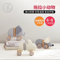 PotteryBarnKids Childrens Animal Pull Toddler Toy 1-3 Years Old Baby Rabbit Pull Rope Pull Toy