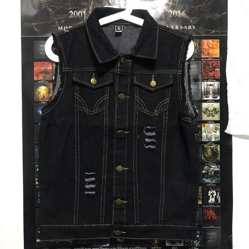 [Too Small] Black, Blue, Dark Blue Denim Vest, Metal Band Patch Exclusive, Metal Armor