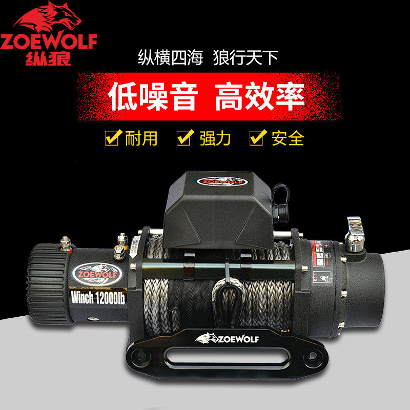 Electric winch 12V off-road car retrofit zoewolfe caravan onboard with 24V Self-rescue de-trapped trolley winch machine