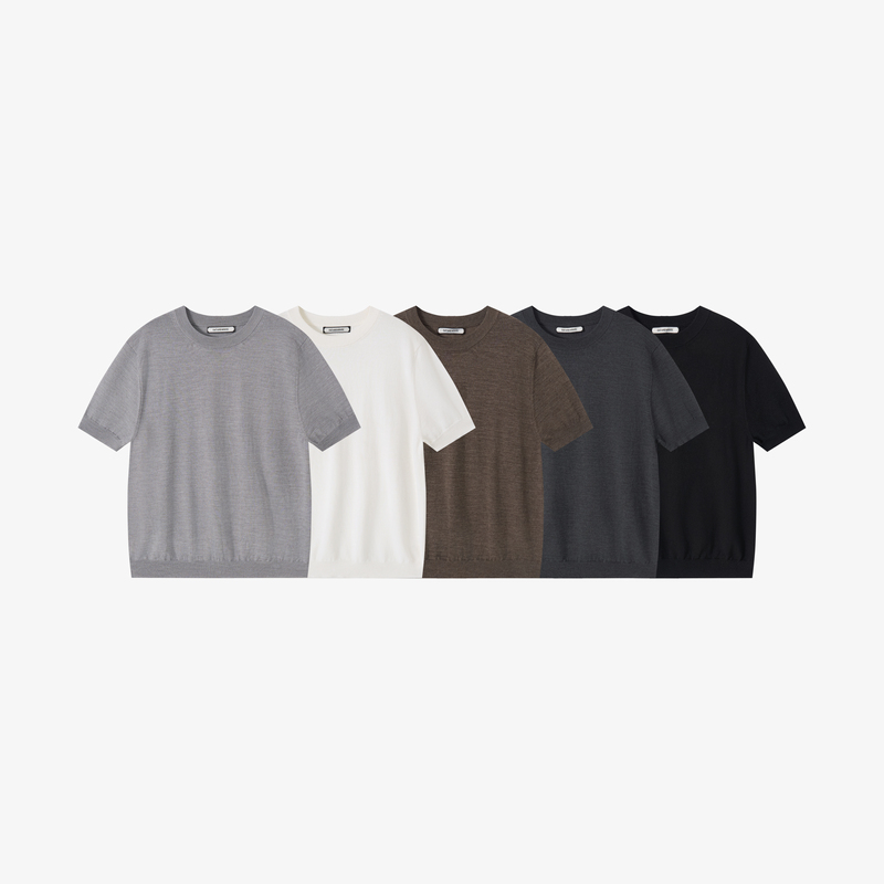 Cat and Mouse 26Ss New Australia 50% Wool Short Sleeve Unisex Crew Neck T-Shirt Casual Knitted Men's Summer Top