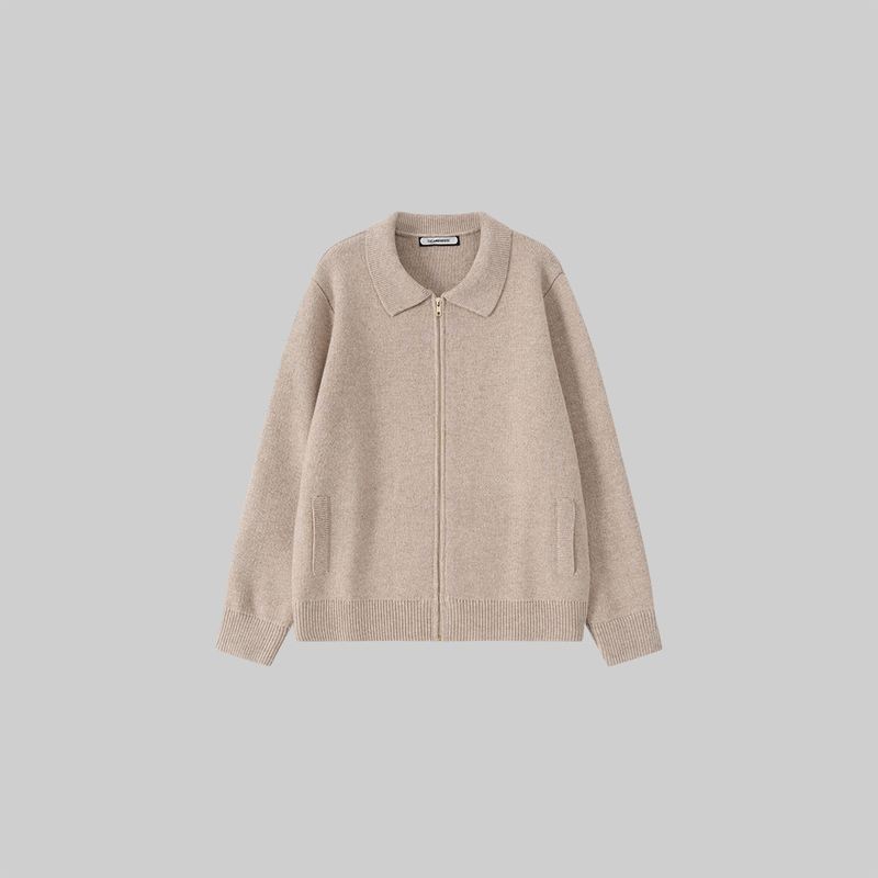 Cat and Mouse 25Aw Heavy-Duty Ultra-Thick Wool Blend Zip-Up Cardigan Sweater Jacket for Men, Miu Style