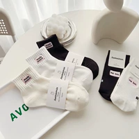 Ник носки розовая вышивка короткая летняя хлопковая хлопковая ind pure color ul line girl white black wild