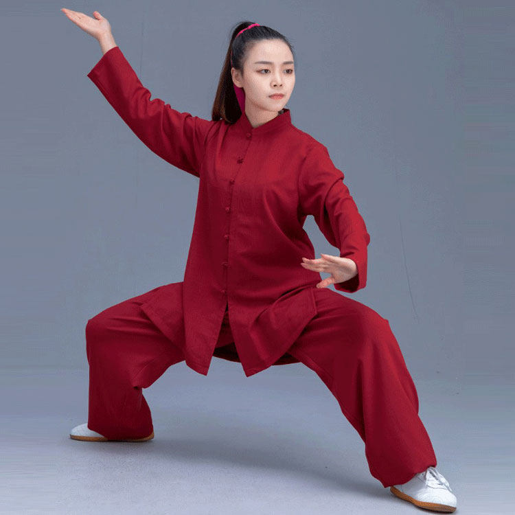 Chenjiagou stretch cotton and linen Tai Chi suit Chinese style spring and autumn mid-thick men's and women's martial arts training suit middle-aged parents