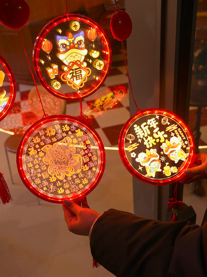 Home decoration neon light 3D ball shape light led night light luminous blessing character Chinese New Year Spring Festival decorative light New Year