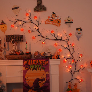 Halloween Decorations: Scary Spider Webs, Skeleton Decorations, Pumpkin Atmosphere String Lights, Props, Hanging Ornaments, Scene Setup