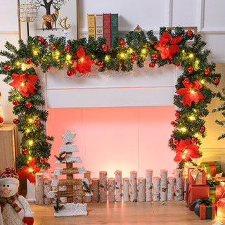 Christmas Rattan 2.7m Encrypted Door Hanging Ornaments Christmas Tree Decorations Gold and Red Garland Set Arrangement