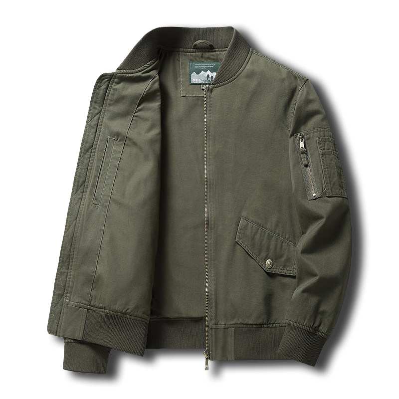 2022 spring and autumn men's jacket middle-aged father tooling pure cotton jacket autumn and winter plus fleece men's jacket