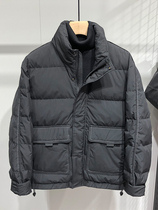 Stand-up collar down jacket mens 2022 winter new gray duck down thickened casual bread jacket solid color all-match blue