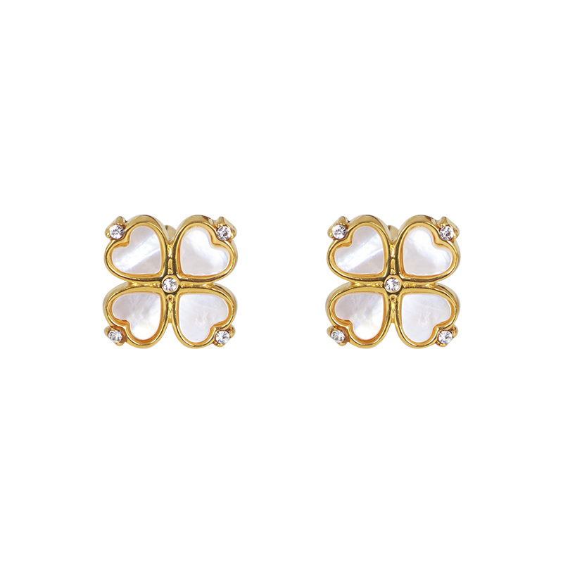 GoldenSpecial offer KS home Sweet lucky Love type Clover set shell Kate   Spade Ear Studs Earrings girl student