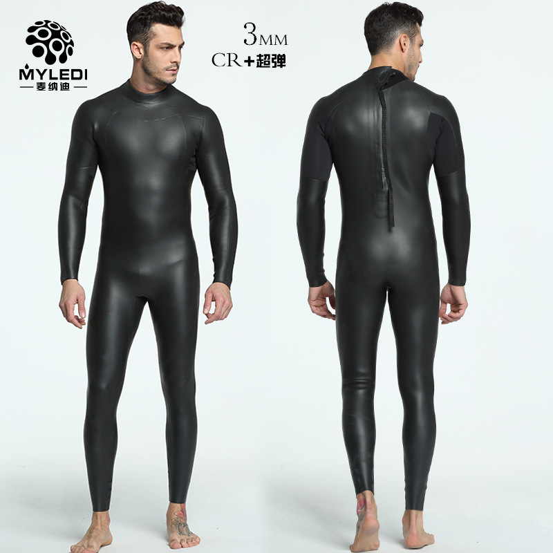 3MM one-piece wetsuit CR super-elastic triathlon wetsuit men warm and cold light leather wetsuit men