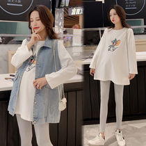 Pregnant women dress T shirt cotton fashion 2022 Spring and Autumn dress loose long sleeve T shirt to play a jacket for pregnant women