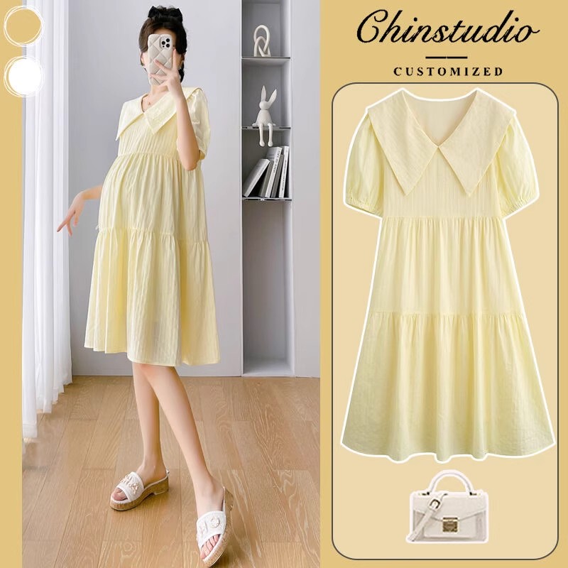 Maternity Summer Dress, Fresh Style, 2025 New Summer Model, Loose-Fitting Maternity Dress to Cover the Belly during Pregnancy, Summer