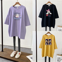 Pregnant woman T - shirt summer dress Han style new 2022 pure cotton loose long short - sleeved T - shirt tide mom