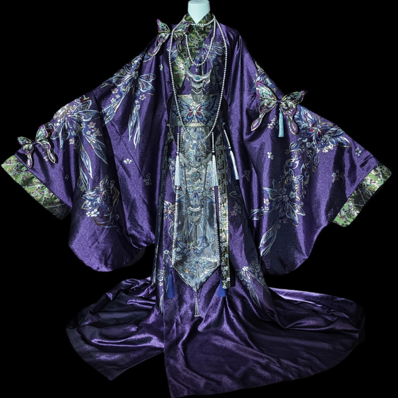 Warring States Robe [Flowers Devoured by Wine] Modified with Han Elements, Heavy Gold Weaving, Imitation Floral Pattern, Cosplay Costume, Npc Same Style Hanfu
