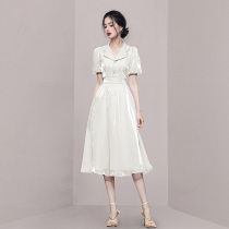 HiSunday Hepburn style French white organza fairy qun long high-end summer womens jumpsuit qun