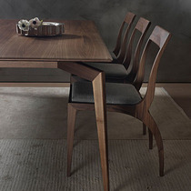 Black walnut full solid wood table Italian light luxury Nordic rectangular dining table combination modern simple Japanese tea table
