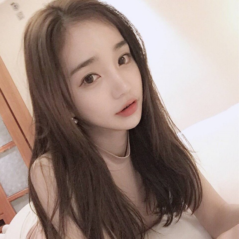 Wig female medium hair long hair in Liu Hai natural and natural shoulder klepton short hair black student full head coat