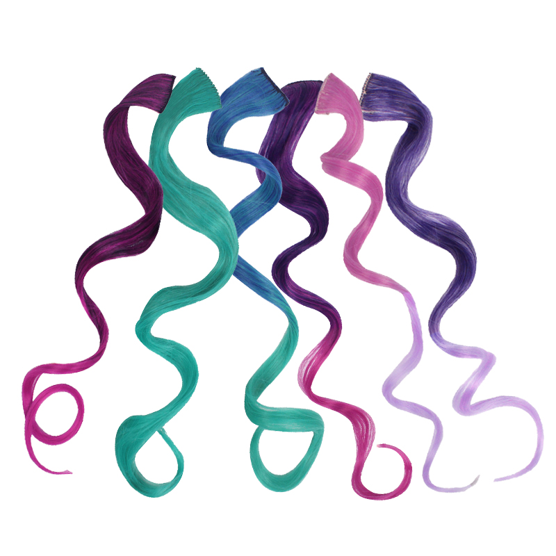 Color wig female long hair highlight gradient invisible realistic natural one-piece curly hair extension hair bundle replacement hair piece