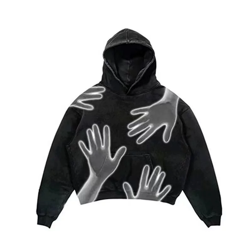 Худи с панк-принтом ХАРАБУКУ FASHION OVERSIZE HOODIE HIP-HOP