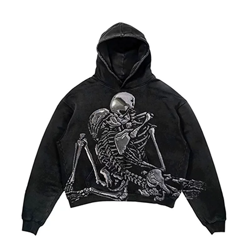 Худи с панк-принтом ХАРАБУКУ FASHION OVERSIZE HOODIE HIP-HOP