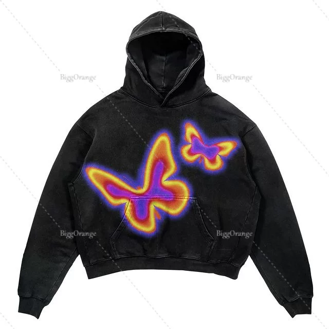 Худи с панк-принтом ХАРАБУКУ FASHION OVERSIZE HOODIE HIP-HOP