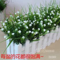 Simulation of fake flowers and plants green solid wood anti-corrosion fence floral set sunwindow sill decoration living room home furnishings pastoral