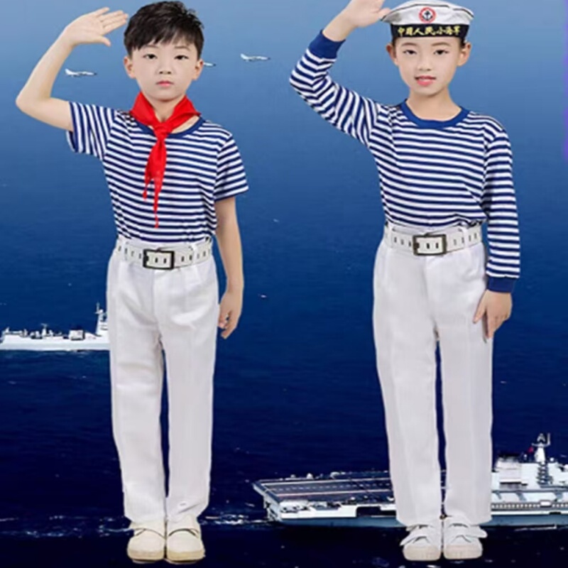 Children's Navy Performance Costumes, Primary and Secondary School Students' Navy Uniforms, Kindergarten Sailor Uniforms, Sports Games Sea-Soul Shirts