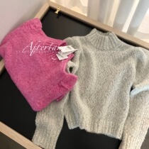 Special cabinet grade EENK2021FW retro small shrug shoulder foam sleeves alpaca woolen sweater jacket