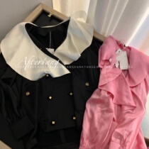 Real Special Cabinet Grade EENK2021 Early Autumn Large Lotus Leaf Side Satin Mulberry Silk Genuine Silk Shirt Jacket Cardiovert