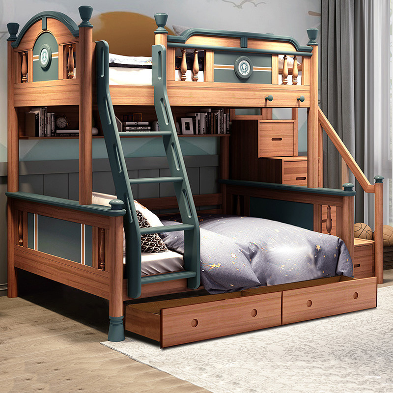 Golden sandalwood children's bunk bed mother and child bed solid wood full solid wood double bed two-layer bunk bed boy custom bed