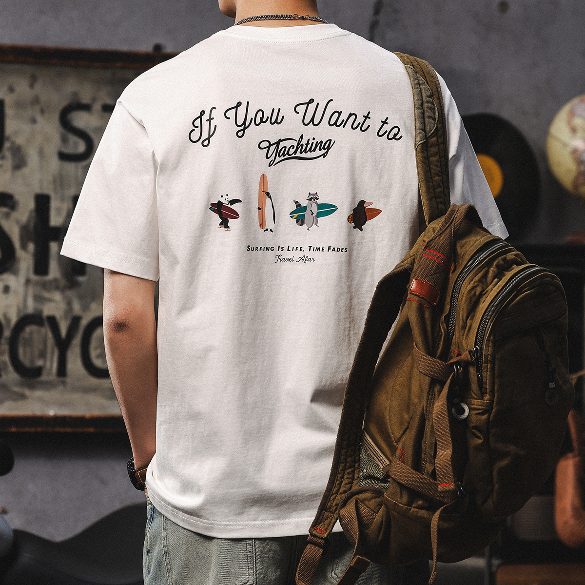 Летняя новая молодежная футболка с короткими рукавами, мужская футболка в японском стиле в стиле ретро с круглым вырезом, трендовая универсальная мужская футболка