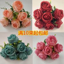 Simulation 7 Head Rose Wedding Celebration Arch event Flower Wall Background Road leading flower Flowers Decoration DIY Flower Beauty Chen