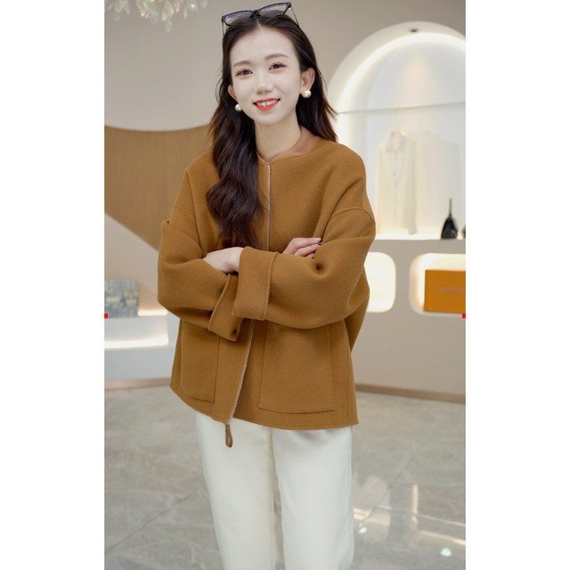 RH100% ຂົນແກະສອງດ້ານ commuter coat retro silhouette jacket 23153